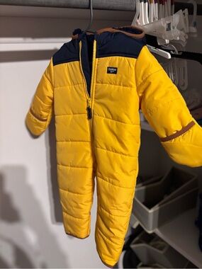 OshKosh B'gosh Yellow and Navy Puffer One-Piece Footie